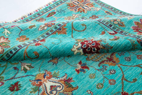 Chobi Green Hand Knotted 57 X 710  Area Rug 700-147903 Image 5