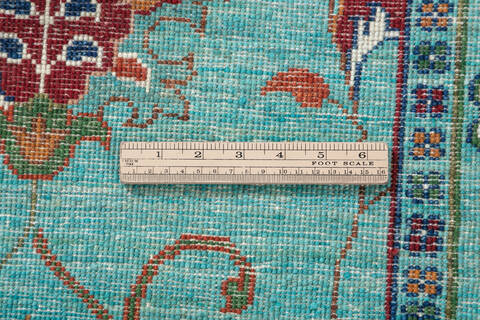 Chobi Green Hand Knotted 57 X 710  Area Rug 700-147903 Image 6