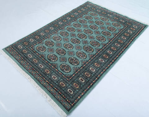 Bokhara Green Hand Knotted 41 X 61  Area Rug 700-147916 Image 2