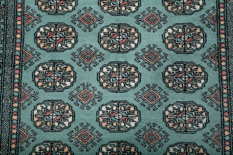Bokhara Green Hand Knotted 41 X 61  Area Rug 700-147916 Image 3