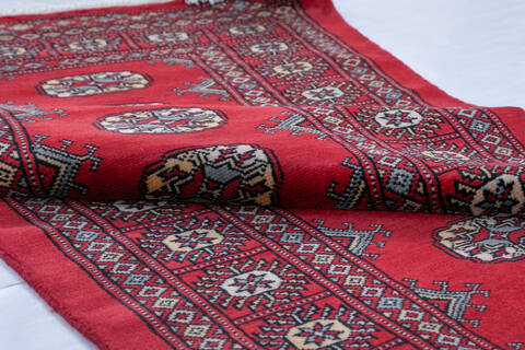 Bokhara Red Runner Hand Knotted 27 X 911  Area Rug 700-147918 Image 5