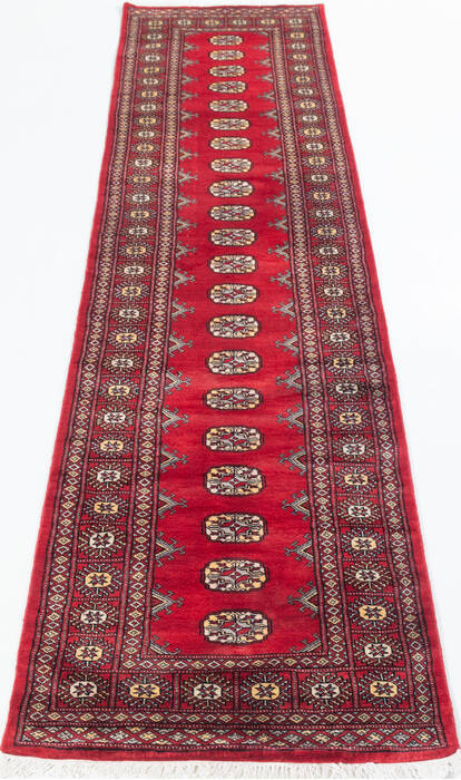 Bokhara Red Runner Hand Knotted 27 X 107  Area Rug 700-147919 Image 1