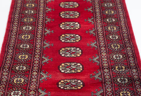Bokhara Red Runner Hand Knotted 27 X 107  Area Rug 700-147919 Image 5