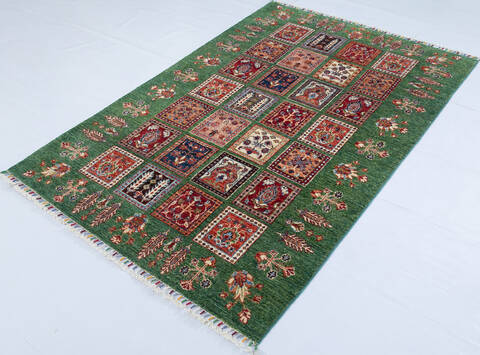 Chobi Green Hand Knotted 42 X 64  Area Rug 700-147921 Image 2