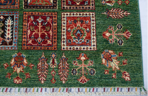 Chobi Green Hand Knotted 42 X 64  Area Rug 700-147921 Image 4