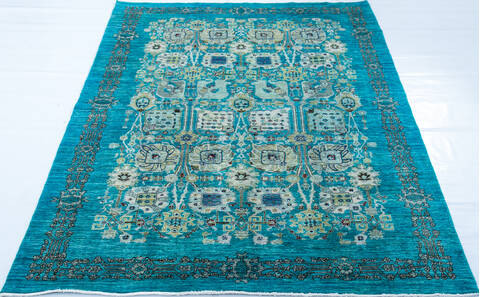 Chobi Green Hand Knotted 60 X 86  Area Rug 700-147936 Image 1
