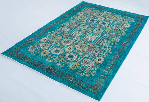 Chobi Green Hand Knotted 60 X 86  Area Rug 700-147936 Image 2