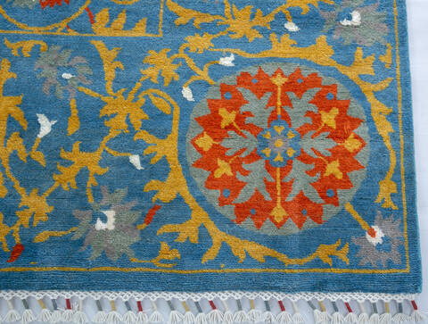 Chobi Light Blue Hand Knotted 61 X 90  Area Rug 700-147948 Image 3