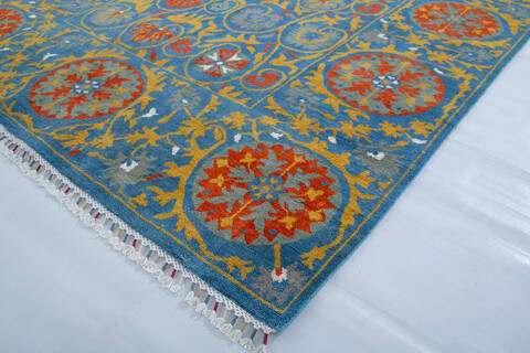 Chobi Light Blue Hand Knotted 61 X 90  Area Rug 700-147948 Image 5