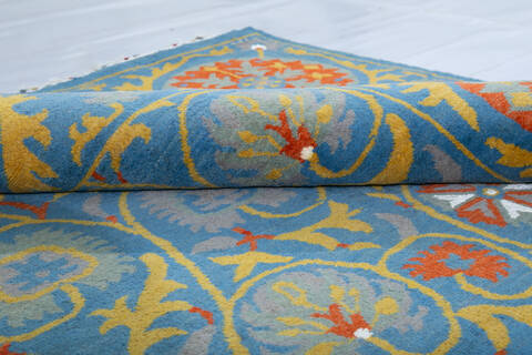 Chobi Light Blue Hand Knotted 61 X 90  Area Rug 700-147948 Image 6