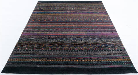 Chobi Black Hand Knotted 81 X 100  Area Rug 700-147954 Image 1