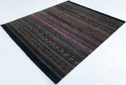 Chobi Black Hand Knotted 81 X 100  Area Rug 700-147954 Image 2