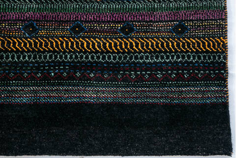 Chobi Black Hand Knotted 81 X 100  Area Rug 700-147954 Image 3