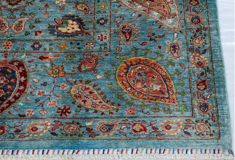 Chobi Green Hand Knotted 61 X 82  Area Rug 700-148012 Image 3