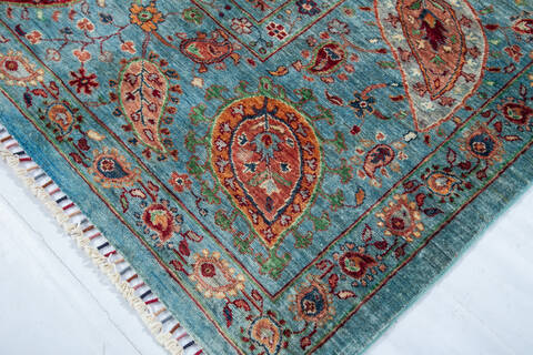 Chobi Green Hand Knotted 61 X 82  Area Rug 700-148012 Image 4