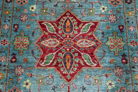 Chobi Green Hand Knotted 61 X 82  Area Rug 700-148012 Image 6