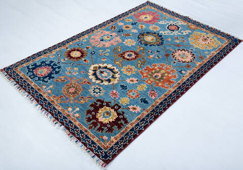 Chobi Light Blue Hand Knotted 310 X 511  Area Rug 700-148042 Image 2