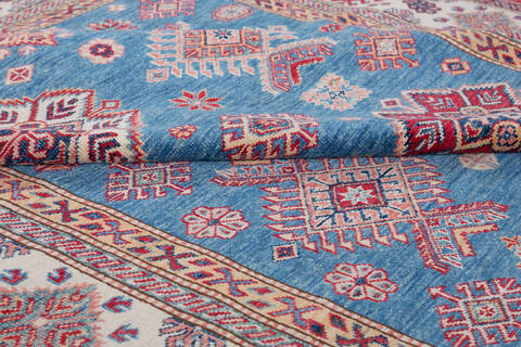 Kazak Light Blue Hand Knotted 68 X 911  Area Rug 700-148076 Image 6