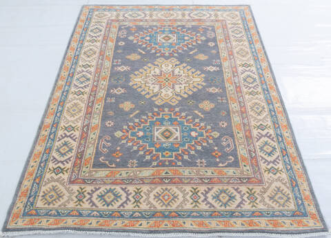 Kazak Light Gray Hand Knotted 41 X 62  Area Rug 700-148097 Image 1