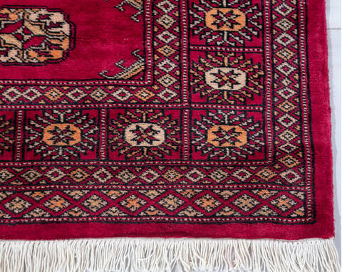 Bokhara Red Runner Hand Knotted 28 X 100  Area Rug 700-148115 Image 1