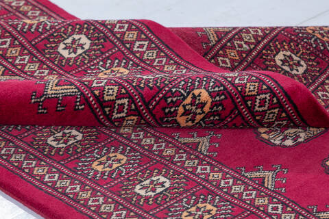 Bokhara Red Runner Hand Knotted 28 X 100  Area Rug 700-148115 Image 4
