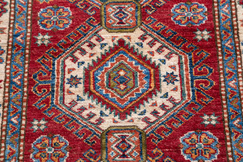 Kazak Red Runner Hand Knotted 26 X 100  Area Rug 700-148124 Image 4