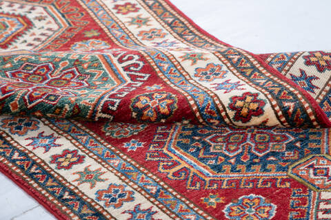Kazak Red Runner Hand Knotted 26 X 100  Area Rug 700-148124 Image 6