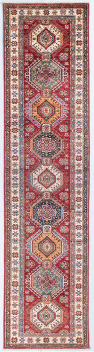 Kazak Red Runner Hand Knotted 26 X 100  Area Rug 700-148124 Image 0