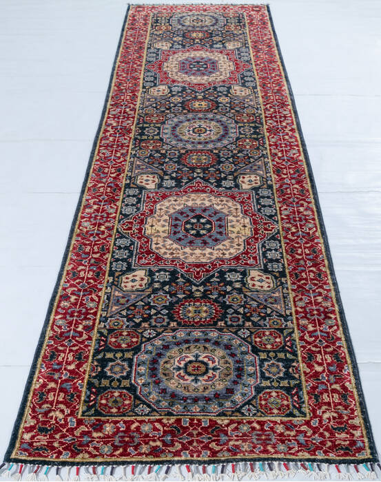 Chobi Black Runner Hand Knotted 210 X 99  Area Rug 700-148133 Image 1