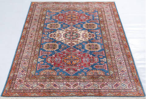 Kazak Light Blue Hand Knotted 411 X 69  Area Rug 700-148146 Image 1