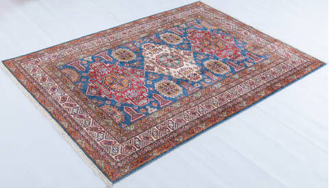 Kazak Light Blue Hand Knotted 411 X 69  Area Rug 700-148146 Image 2