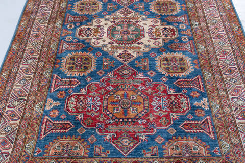 Kazak Light Blue Hand Knotted 411 X 69  Area Rug 700-148146 Image 3