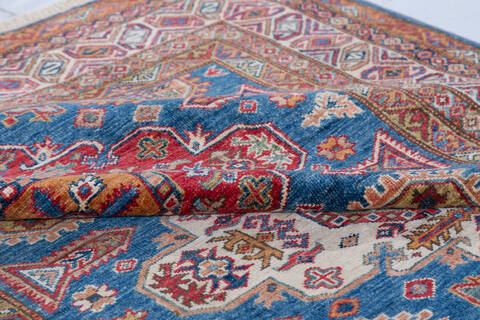 Kazak Light Blue Hand Knotted 411 X 69  Area Rug 700-148146 Image 5