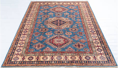 Kazak Light Blue Hand Knotted 510 X 80  Area Rug 700-148147 Image 1