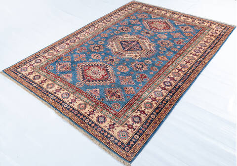 Kazak Light Blue Hand Knotted 510 X 80  Area Rug 700-148147 Image 2