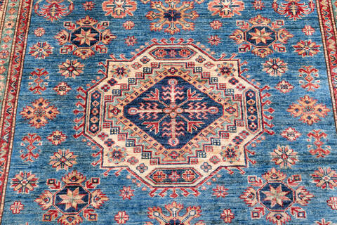Kazak Light Blue Hand Knotted 510 X 80  Area Rug 700-148147 Image 3