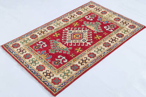 Kazak Red Hand Knotted 28 X 43  Area Rug 700-148178 Image 2