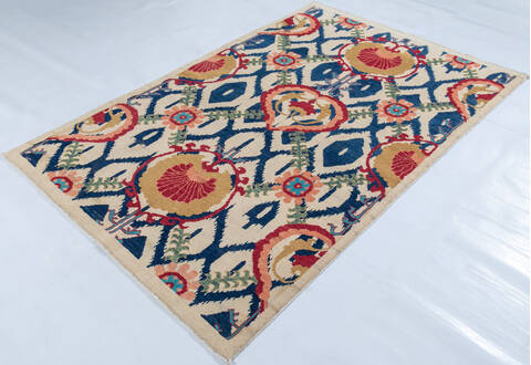 Kazak Beige Hand Knotted 41 X 61  Area Rug 700-148183 Image 2