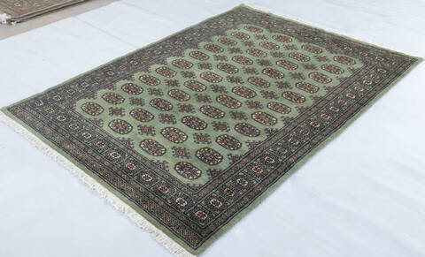 Bokhara Green Hand Knotted 48 X 65  Area Rug 700-148193 Image 2