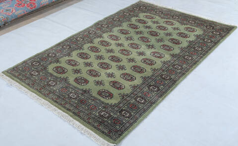 Bokhara Green Hand Knotted 41 X 64  Area Rug 700-148194 Image 2
