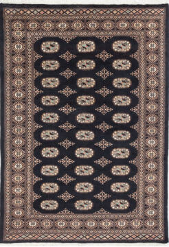 Pakistani Bokhara Black Rectangle 4x6 ft Wool Carpet 148198