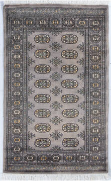 Bokhara Grey Hand Knotted 3'1" X 5'1"  Area Rug 700-148201