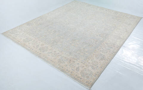 Chobi Light Blue Hand Knotted 82 X 100  Area Rug 700-148204 Image 2