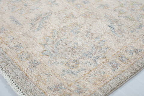 Chobi Light Blue Hand Knotted 82 X 100  Area Rug 700-148204 Image 6