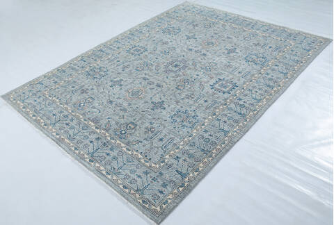 Chobi Light Gray Hand Knotted 52 X 74  Area Rug 700-148210 Image 2