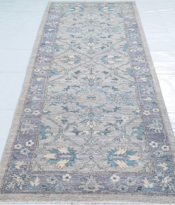 Chobi Light Gray Runner Hand Knotted 30 X 80  Area Rug 700-148224 Image 1