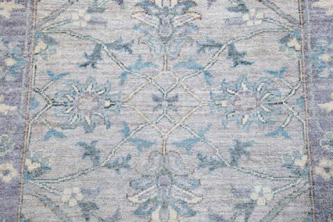 Chobi Light Gray Runner Hand Knotted 30 X 80  Area Rug 700-148224 Image 4