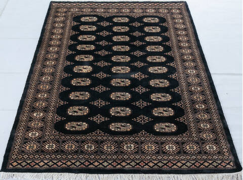 Bokhara Black Hand Knotted 42 X 60  Area Rug 700-148227 Image 1