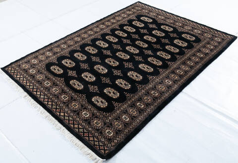 Bokhara Black Hand Knotted 42 X 60  Area Rug 700-148227 Image 2