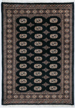 Pakistani Bokhara Black Rectangle 4x6 ft Wool Carpet 148227